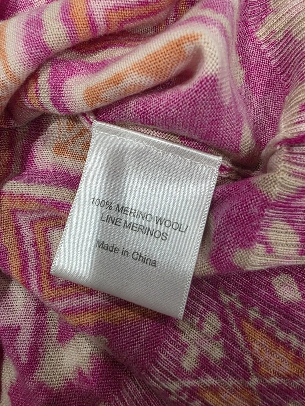 Tory Burch 100% Merino Wool Pink Print Cardigan Sweater Size Small